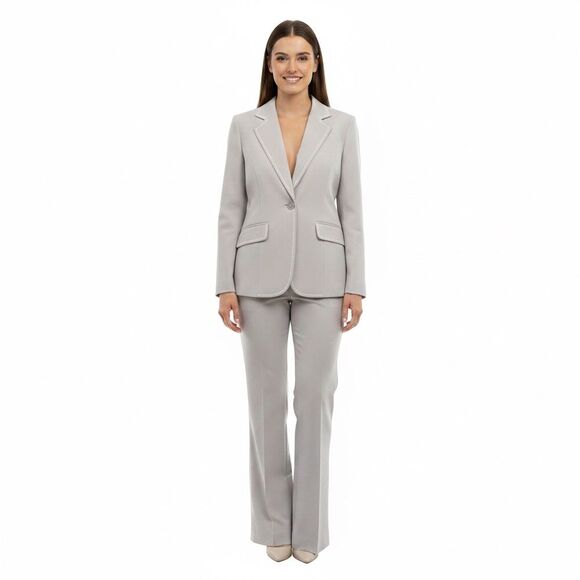 CAbi Pants - Cabi Women 6 Jacket 8 Pants Suit Gray Greige Stitching Professional Career